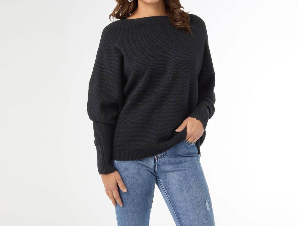 NEW COCO + CARMEN women's relaxed ciana pullover sweater in black heather